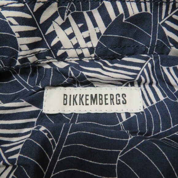 Bikkembergs Button Up Shirt Mens Medium Short Sleeve Blue Floral Hawaiian S/S - Picture 3 of 4